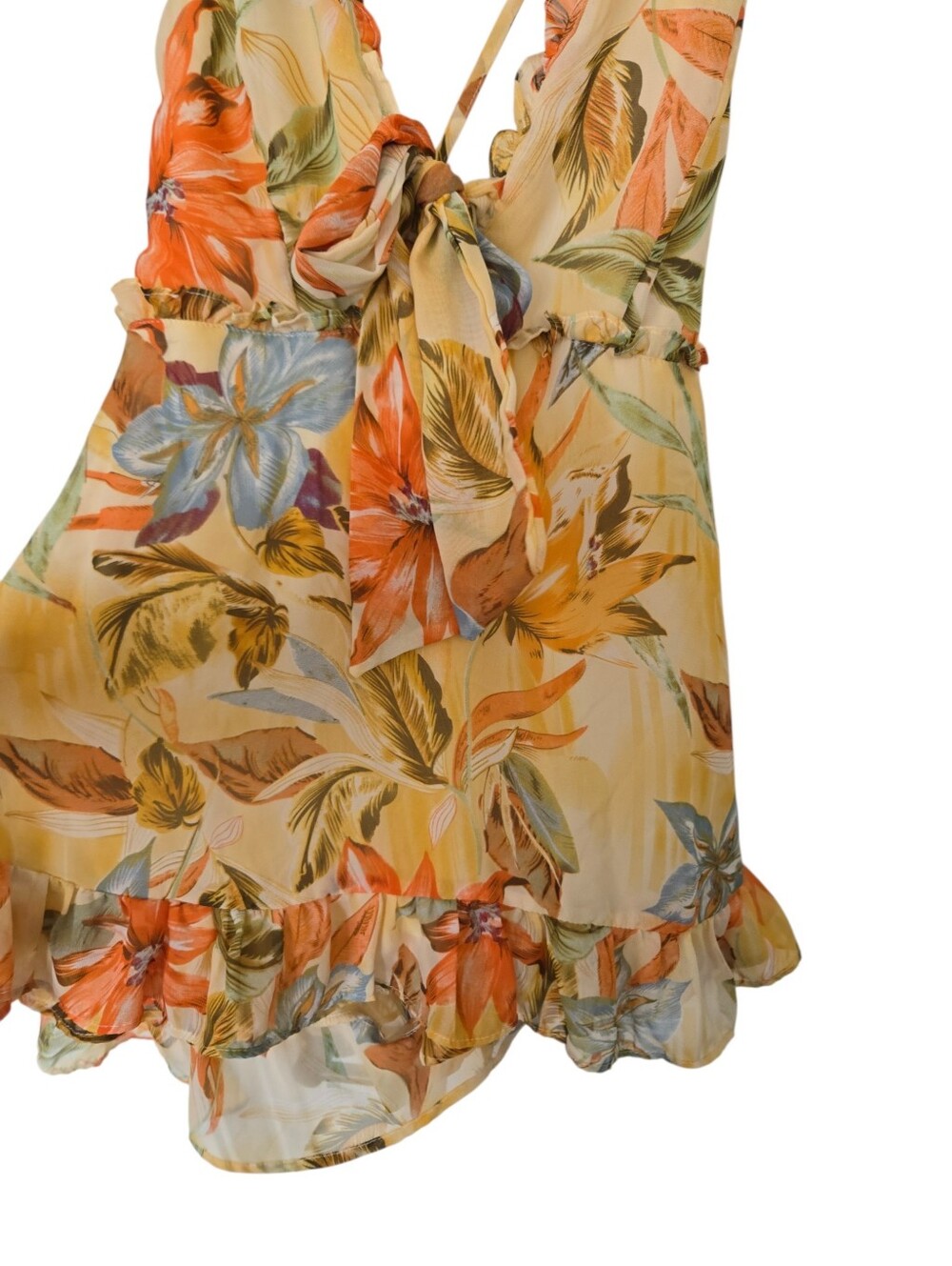 🌺 Fashion Nova Tropical Floral Tie Front Romper | XL | Beach Vacation Vibes - Picture 3 of 6